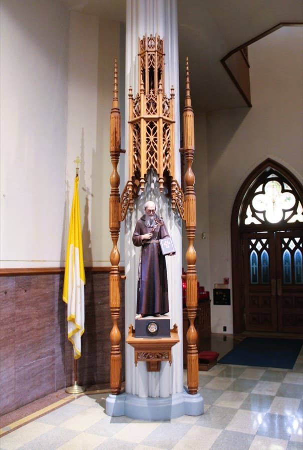 Statue of Blessed Solanus Casey, Cathedral of the Immaculate Conception, Fort Wayne. Associated historical visual for Blessed Solanus Casey.
