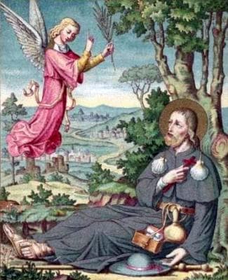 Detail Of An Antique French Holy Card Of Blessed Ludan Date And Artist Unknown