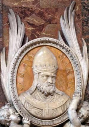 Detail of A BasRelief Portrait Medallion of Pope Saint Marcus Date And Artist Unknown Saint PeterS Basilica Rome Italy