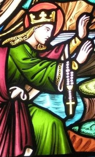 Detail of A Stained Glass Window Depicting Saint Bega Arriving At The Site Where Saint BeeS Priory Would Be Built Date And Artist Unknown Saint BeeS Priory Cumbria England Photographed On 25 October 2009 By Dougsim