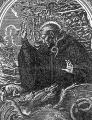 Detail of An Antique Holy Card of Saint Calupan