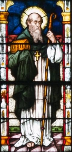 Detail of A Stained Glass Window Depicting Saint Canice Created C1900 By Meyer And Co Cathedral of Saint Eugene Derry Northern Ireland Photographed On 17 September 2013 By Andreas F Borchert