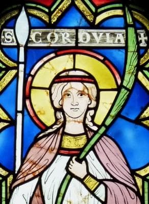 Detail of A 13Th Century Stained Glass Window of Saint Cordula Cologne Germany