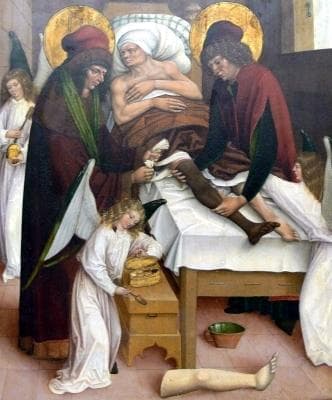 Detail From The Painting of Saint Cosmas And Saint Damian Transplanting A Leg With The Help of Angels Württembergisches Landesmuseum  Stuttgart Germany Photographed By Andreas Praefcke In 2006