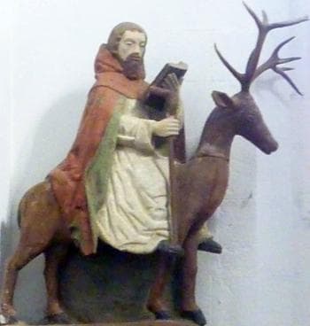 Statue of Saint Edern On His Stag Date Unknown Artist Unknown Church of Saint Edern Brittany France Photographed On 21 September 2014 By MoreauHenri