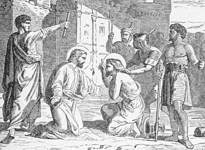 Illustration of Saint Jovita And Saint Faustinus Taken From Pictorial Lives of The Saints 1892 Artist Unknown