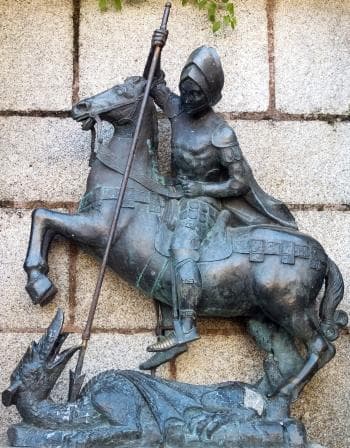 Statue of Saint George And The Dragon Date And Artist Unknown Church of Saint Francis Xavier Convent of The Precious Blood Caceres Spain Photographed On 30 December 2012 By Pedro M Martínez Corada