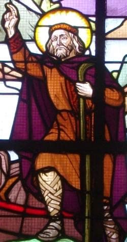 Detail of A Stained Glass Window Entitled Saint Gwinear And His Companions Land On The Shores of Auray River Date Unknown Artist Unknown Church of Saint Guigner Pluvigner Morbihan France Photographed On 18 May 2013 By Fab5669