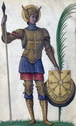 Detail of A Miniature of Saint Maurice In An Illuminated Manuscript Edition of Passion De Saint Maurice Et De Ses Compagnons De Jacopo Antonio Marcello By Giovanni Bellini C1453 Currently In The Bibliothèque De LArsenal Paris France