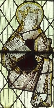 Detail of A Medieval Stained Glass Window of Saint Modwen Artist Unknown Whittington England Photographed On 14 August 2017 By Rwthtomos1948