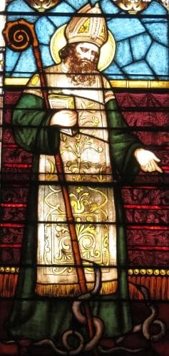 Detail of Stained Glass Window of Saint Patrick Date And Artist Unknown Immaculate Conception Catholic Church Knoxville Tennessee Photographed On 16 September 2016 By Nheyob