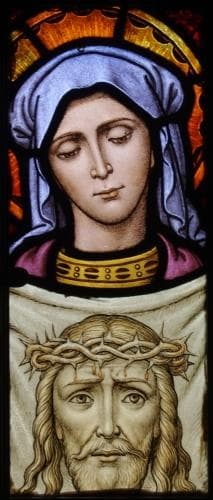 Detail of A Stained Glass Window of Saint Veronica Confessional of Saint Aloysius Church Columbus Ohio