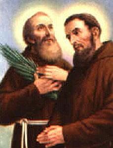 Detail Of An Italian Holy Card Of Blessed Angathangelus And Blessed Cassianus Date Unknown Artist Unknown