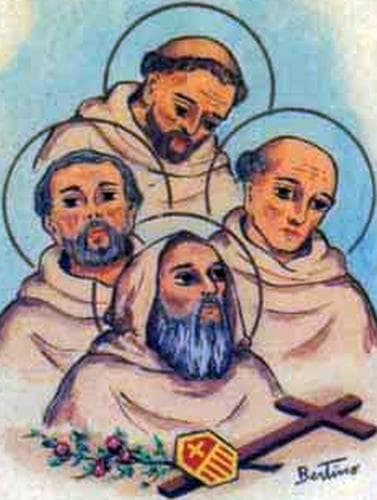 Detail Of An Antique Holy Card Of The Four Mercedarians By Bertoni Date Unknown