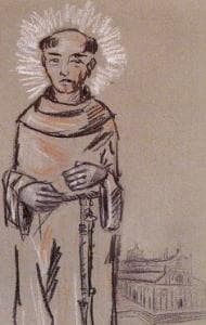 Detail Of An Italian Holy Card Of Beato Ambrogio Da Massa