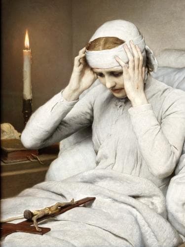 Detail Of The Painting The Ecstatic Virgin Anna Katharina Emmerick By Gabriel Von Max 1885