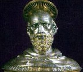 Detail Of A Silver Reliquary Bust Of Blessed Baudoin Of Rieti Containing His Skull Date And Aritst Unknown Cathedral Of Rieti Italy