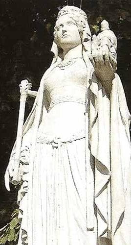 Detail Of A Statue Of Blessed Bertrada Holding A Smaller Statue Of Blessed Charlemagne Date And Artist Unknown