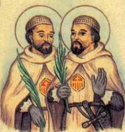 Detail Of An Antique Italian Holy Card Of Blessed Ferdinand Of Portalegre And Blessed Eleuterio Of Platea By Bertoni Date Unknown