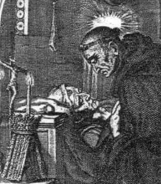 Detail From An Italian Holy Card Of Blessed Goderanno Date And Artist Unknown