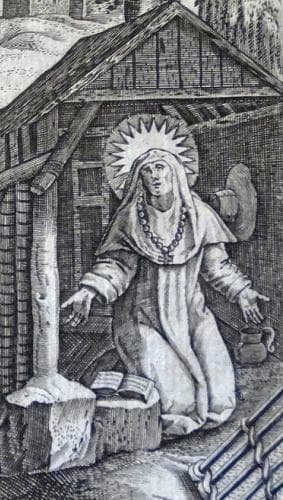 Detail Of An Engraving Of Blessed Ivette Of Huy By Thomas De Lau C1586 Uploaded By Philcotof