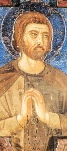 Detail Of A 14Th Century Painting Of Blessed Luchesius Artist Unknown