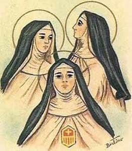 Detail Of An Antique Holy Card Of The Three Mercedarian Sisters By Bertoni Date Unknown