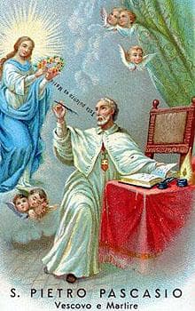 Detail Of An Italian Holy Card Of Blessed Peter Paschal