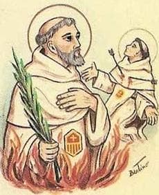 Detail Of An Italian Holy Card Of Blessed Theobald Of England And Companions By Bertoni Date Unknown