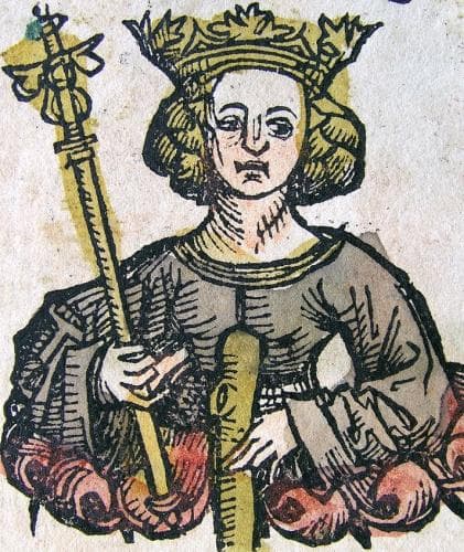 Detail Of An Illustration Of Blessed Theodolinda The Queen From The Nuremberg Chronical By Hartmann Schedel C1500