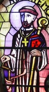 Photograph Of A Stained Glass Window Of Saint Thiemo Of Salzburgin Liesing Austria