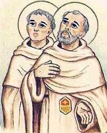 Detail Of An Italian Holy Card Of Blessed Raymond And William Of Granada By Bertoni Date Unknown