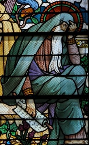 Detail of A Stained Glass Window of Jeremiah The Prophet In The Basilica of NotreDame De Fourvière Lyon France Date And Artist Unknown Photographed On 13 August 2009 By Vassil Swiped From Wikimedia Commons