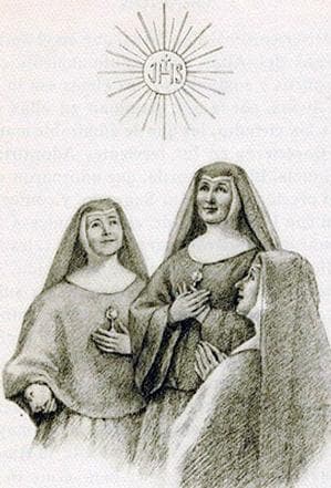 Detail of A Holy Card of Some of The Martyred Sisters Adorers Date And Artist Unknown Swiped From Santi E Beati