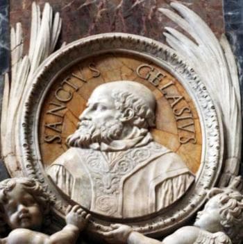 Detail of A BasRelief Portrait Medallion of Pope Saint Gelasius I Date And Artist Unknown Saint PeterS Basilica Rome Italy