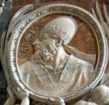 Detail of A BasRelief Portrait Medallion of Pope Saint John I Date And Artist Unknown Saint PeterS Basilica Rome Italy