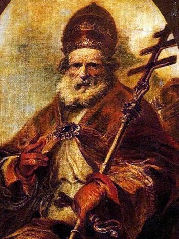 Detail of A Painting of Saint Leo Magnus By Francisco De Herrera El Mozo 17Th Century Prado Museum Madrid Spain Swiped From Wikimedia Commons