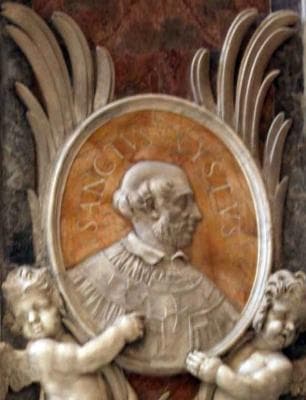 Detail of A BasRelief Medallion Portrait of Pope Saint Sixtus I Date And Artist Unknown Saint PeterS Basilica Rome Italy