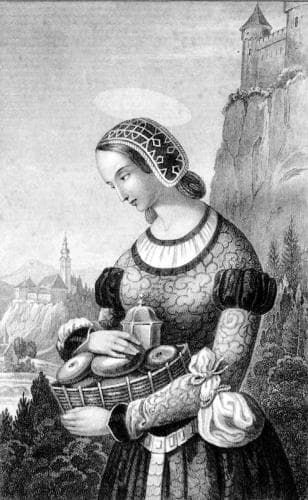 1855 Book Illustration of Saint Agatha Hildegard of Carinthia Artist Unknown