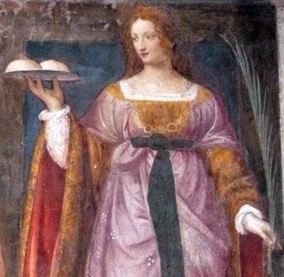 Detail of A Fresco of Santa Agatha of Sicily By Luini 16Th Century Church of San Maurizio In Milano Italy Photographed On 12 July 2008 By Warburg Swiped From Wikimedia Commons