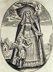 Detail From An Antique Saint Aldegundis Holy Card