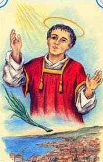 Detail of An Antique Italian Holy Card of Saint Apollinare of Trieste By Bertoni Date Unknown