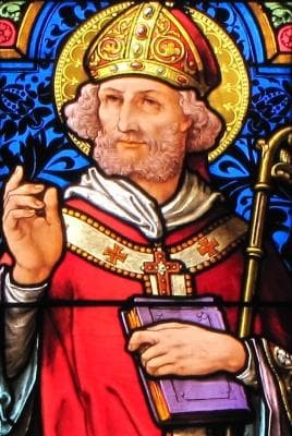 Detail of A Stained Glass Window of Saint Arbogast Date Unknown Artist Unknown SaintMédard Church Boersch BasRhin Alsace France Photographed In 2014 By Ralph Hammann