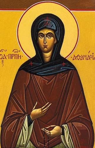 Detail of An Orthodox Icon of Saint Athanasia of Aegina Author Unknown
