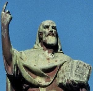 Detail of A Statue of San Bartolomeo Da Rossano Statue Stands In Front of The Grottaferrata Abbey Latium Italy Artist Unknown Photographed On 7 December 2008 By Haneburger