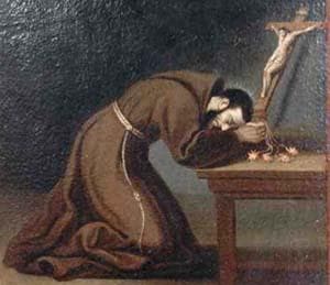 Detail From A Saint Bernard of Corleone Holy Card Artist Unknown