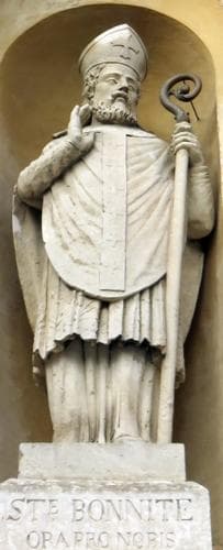 Statue of Saint Bonitus Date And Artist Unknown Facade of The Church of SaintBonnet In Vourles Rhône France Photographed On 16 November 2017 By Sebleouf