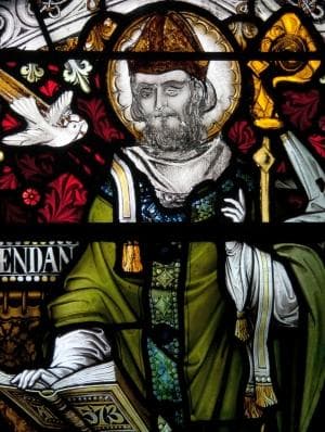 Detail of A Photograph of A Stained Glass Window of Saint Brendan of Birr Saint BrendanS Church Birr County Offaly Ireland Artist Unknown Photographed On 19 September 2010 By Andreas F Borchert