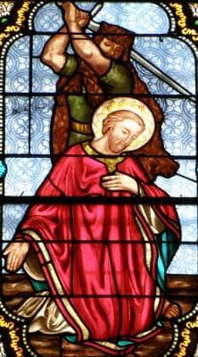 Detail of A Stained Glass Window Depicting The Martyrdom of Saint Caprasius of Agen 1866 Artist Unknown SaintCaprais Church CraponneSurArzon HauteLoire France Photographed In August 2009 By Torsade De Pointes