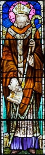 Detail of A Stained Glass Window of Saint Carthage The Younger Date And Artist Unknown Church of Our Lady And Saint Kieran Ballylooby County Tipperary Ireland Photographed On 8 September 2012 By Andreas F Borchert